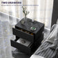 HOMCOM Bedside Table with Charging Station and LED Light Modern Nightstand with USB Ports AC Outlets Drawers Remote, Black
