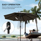 Outsunny 8.8 ft Solar Powered Outdoor Patio Umbrella Round Market Table Umbrella with Adjustable LED Lights Tilt Crank Dark Grey