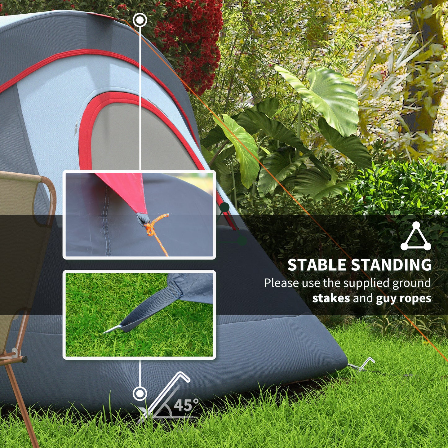 Outsunny 5-6 Person Family Tent, Outdoor Camping Tent with Lighting Hook, Carrying Bag for Camping, Hiking and Travelling, Grey