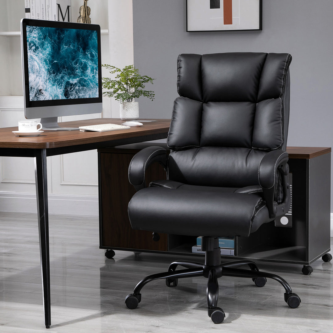 Vinsetto Ergonomic Heavy-Duty Office Chair with Adjustable Height, PU Leather, Rocker, 360° Swivel, 400lbs Capacity, Black