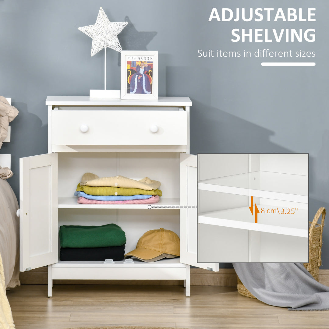 HOMCOM Bathroom Cabinet, Freestanding Accent Sideboard with Storage Drawer & Adjustable Shelf, White