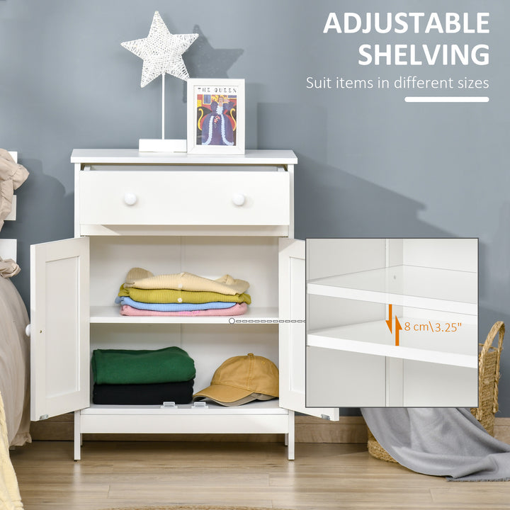 HOMCOM Bathroom Cabinet, Freestanding Accent Sideboard with Storage Drawer & Adjustable Shelf, White