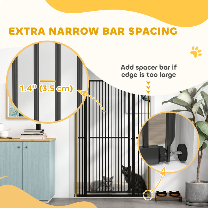 PawHut 59" Extra Tall Cat Gate, 30"-41" Pet Gate with 2.8" and 5.5" Extensions, for Doorway, Hallway, Stairway, White