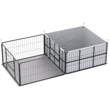 PawHut 7 Panel Dog Whelping Box Convertible DIY Pet Playpen with Washable Pee Pads, 600D Oxford Fabric, 96" x 48" x 24"