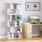 HOMCOM Wooden S Shape Bookcase 6 Shelves Storage Display Home Office Furniture