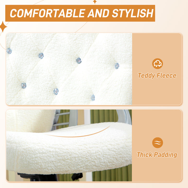 Vinsetto Office Chair, Velvet Computer Chair, Button Tufted Desk Chair with Swivel Wheels, Adjustable Height, Tilt Function, Grey