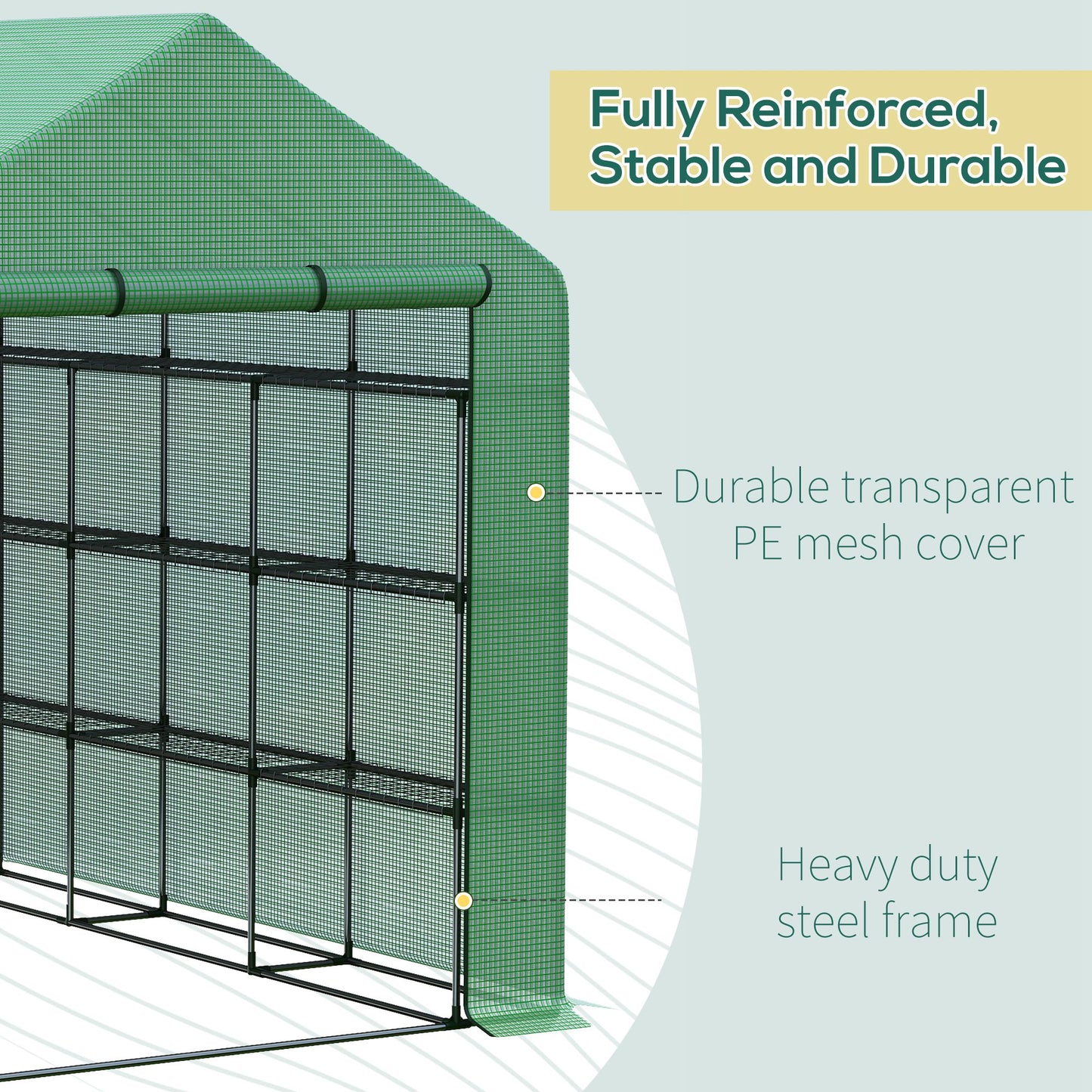 Outsunny 8' x 6' x 7' Portable Walk-In Greenhouse Hot House with 18 Shelves,  Water/UV Resistant Weather Cover, & Roll Up Door