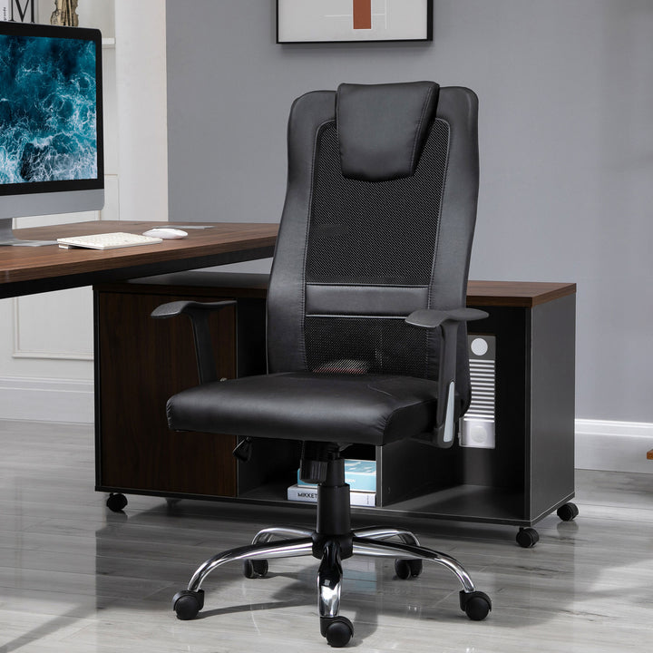 Vinsetto Ergonomic Office Chair with Thick Padded Headrest, Mesh Computer Desk Chair with Tilt Function, Armrest, Black