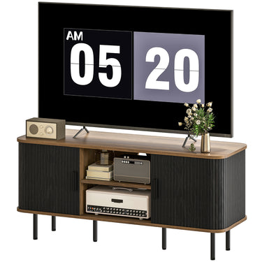 HOMCOM TV Stand Cabinet for TVs up to 55 Inches, TV Unit with Storage Shelves and Cabinets for Living Room, Black