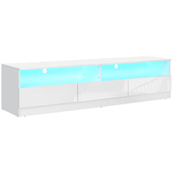HOMCOM LED Lighted TV Stand for TVs up to 75", Modern TV Cabinet with Storage Drawers for Living Room, High Gloss White
