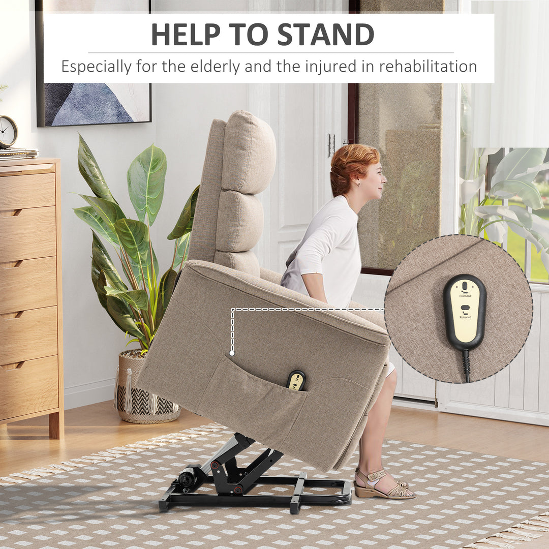 HOMCOM Lift Chair for Elderly, Power Chair Recliner with Remote Control, Side Pockets for Living Room, Dark Grey