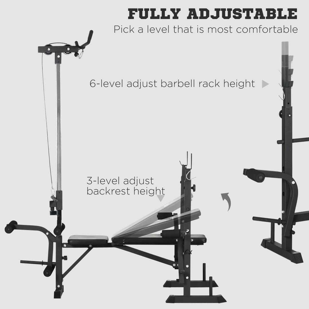 Soozier Press Bench, Heavy Duty Multiple Function Workout Adjustable Bench with Preacher Curl, Leg Developer