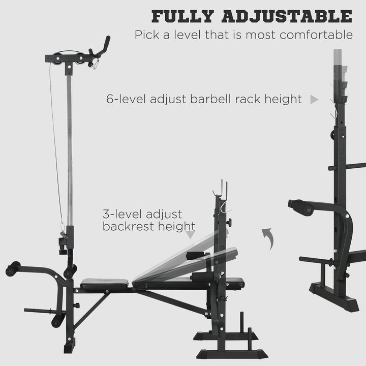 Soozier Press Bench, Heavy Duty Multiple Function Workout Adjustable Bench with Preacher Curl, Leg Developer