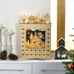 HOMCOM Wooden Christmas Advent Calendar, Lighted 24 Days Xmas Calendar House, Christmas Table Decoration with Countdown Drawers, Bible Characters, Battery Operated, Natural