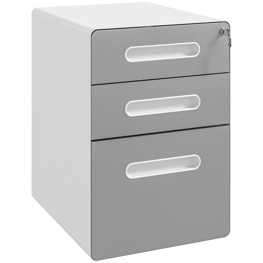 Vinsetto Lockable File Cabinet, Steel Filing Cabinet on Wheels for Legal, A4, Letter Size, Home Office