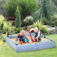 Outsunny Kids Outdoor Sandbox with Canopy, Bottom Fabric Liner, Brown