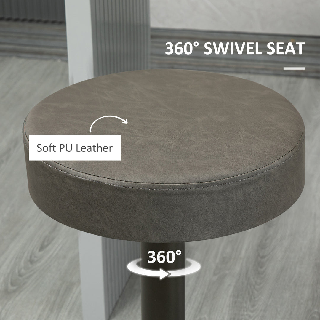 HOMCOM Modern Adjustable Bar Stools Set of 2, Swivel Barstool with Footrest, PU Leather Round Top for Kitchen, Brown