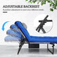 Outsunny 2-Piece Folding Lounge Chairs with Adjustable Backrest, Tanning Chair with Cushion, Side Pocket, Headrest, Grey