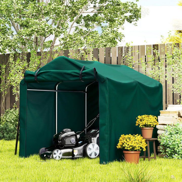 Outsunny Outdoor Storage Shed, UV Resistant Bike Tent with Roll-up Zipper Door, Portable Shed for Bike, Motorcycle, Dark Green
