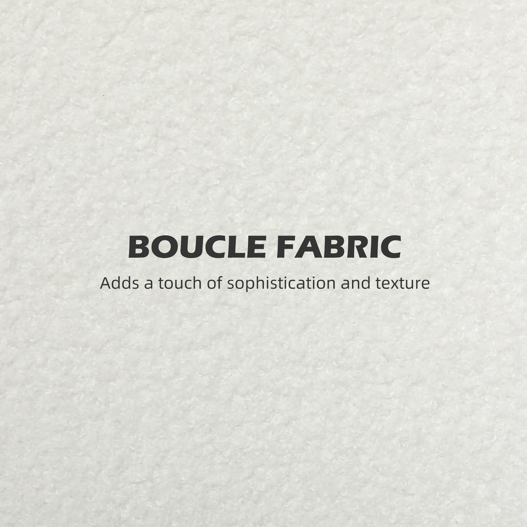 HOMCOM Boucle Fabric 2 Seater Sofa, Small Sofa Loveseat with Thick Padding and Wood Legs, Cream White