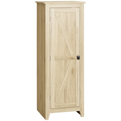 HOMCOM 48" Farmhouse Kitchen Pantry Storage Cabinet with Barn Door, Kitchen Pantry Cabinet with Adjustable Shelves, Natural