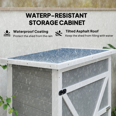 Outsunny 29.9"x21.7"x45.3" Garden Storage Shed with Asphalt Roof, Outdoor Storage Cabinet w/ Shelves, Grey
