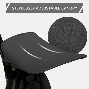 Qaba Kids Tricycle 4 In 1 Trike with Reversible Angle Adjustable Seat Removable Handle Canopy Handrail Belt Storage Footrest Brake Clutch for 1-5 Years Old Black