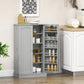 HOMCOM 41" Storage Cabinet, 2-Door Kitchen Pantry Cabinet with 5-tier Shelving, 12 Spice Racks and Adjustable Shelves, Grey