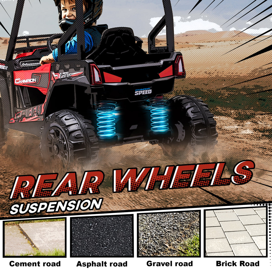 Aosom Kids Ride On Car 12V Battery-powered Electric Off-road UTV Toy 1.8-3.7 mph with High Roof Parental Remote Control Music Lights MP3 Suspension Wheels for 37-96 months