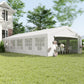 Outsunny 32'x16' Large Patio Gazebo, Steel Party Event Wedding Tent Canopy Carport Garage W/ 4 Removable Sidewalls for Outdoor Parking, White