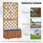 Outsunny 2.4 x 1 x 4.9 ft Garden Wooden Pine Trough Planter with Topped Trellis Climbing Plants Flower Raised Bed, Orange