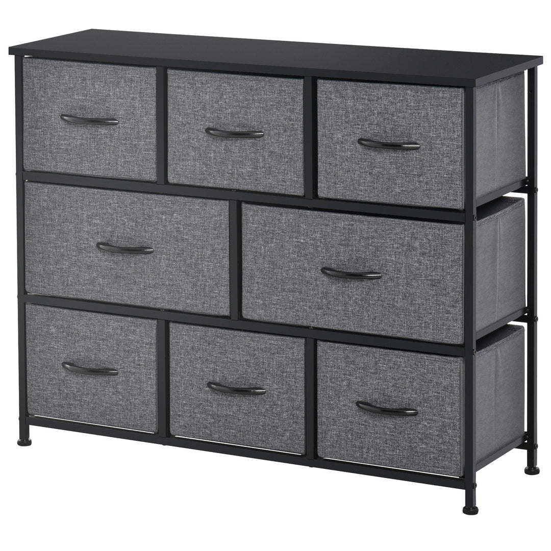 HOMCOM 8-Bin Dresser Storage Tower Cabinet Organizer Unit, Easy Pull Fabric Bins with Metal Frame for Living Room
