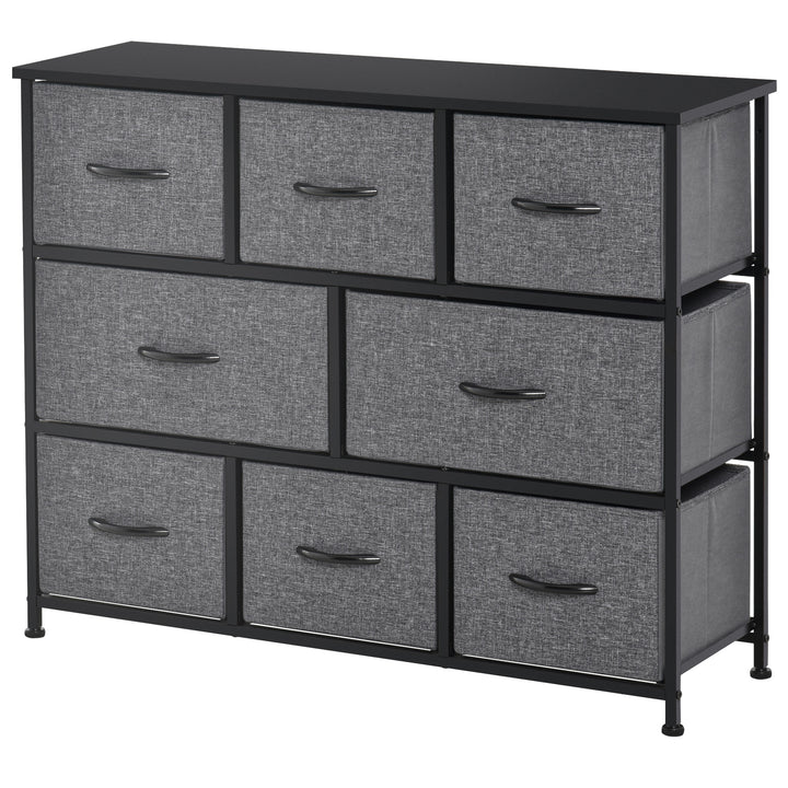 HOMCOM 8-Bin Dresser Storage Tower Cabinet Organizer Unit, Easy Pull Fabric Bins with Metal Frame for Living Room