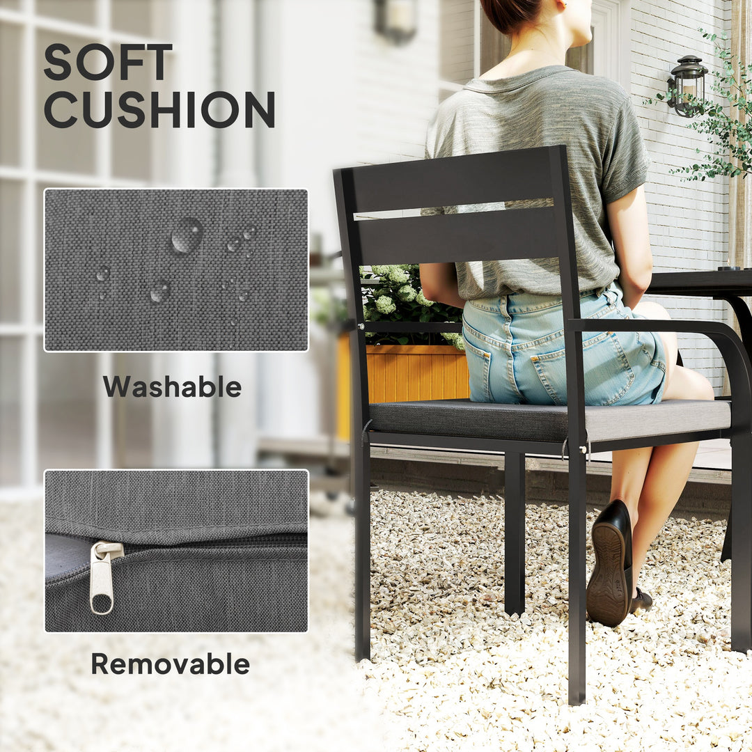 Outsunny 2 Piece Outdoor Dining Chairs with Aluminum Frame, Soft Cushion, for Deck, Garden, Balcony, Poolside, Grey