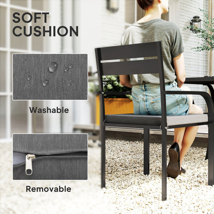 Outsunny 2 Piece Outdoor Dining Chairs with Aluminum Frame, Soft Cushion, for Deck, Garden, Balcony, Poolside, Grey