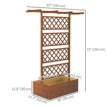 Outsunny Wooden Planter with Trellis Privacy Screen, Raised Garden Bed to Grow Vegetables, Herbs and Flowers, Orange