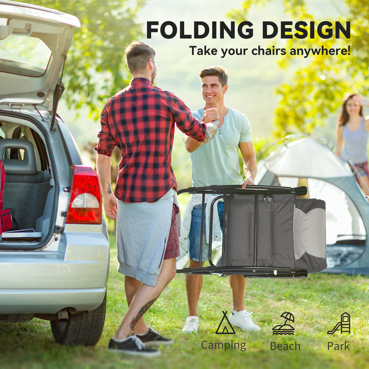 Outsunny Folding Rocking Chair Set of 2 Padded Rockers with Armrest, Navy Blue