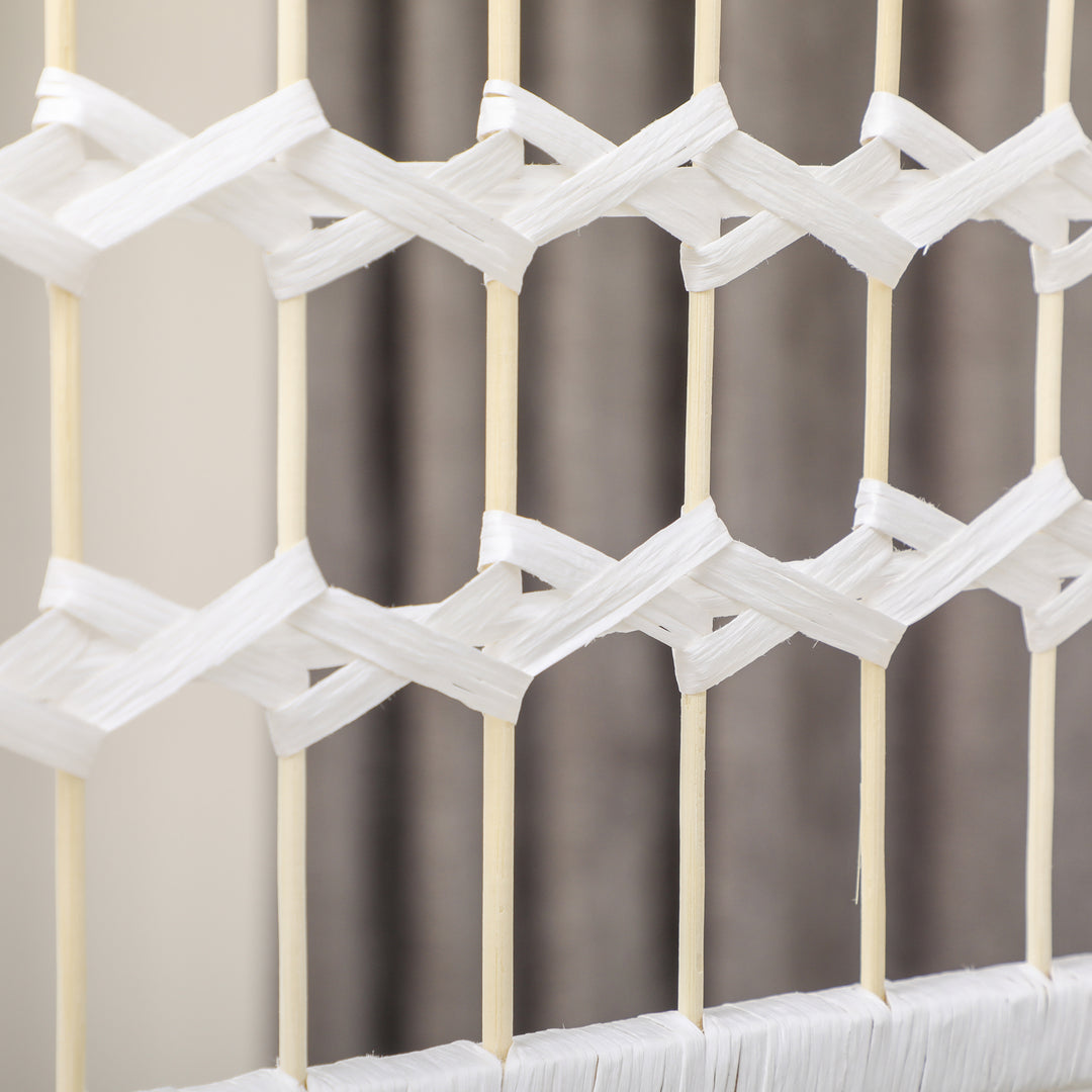 HOMCOM 6 Panel Folding Room Divider, Portable Privacy Screen, Wave Fiber Room Partition for Home Office, White