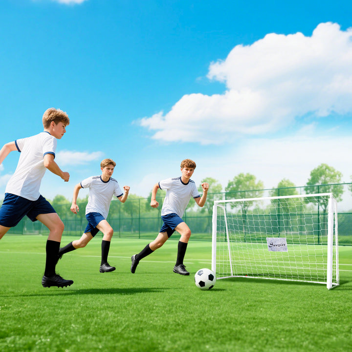 Soozier 6ft x 4ft Soccer Goal Net with Metal Frame, PE Mesh, Ground Stakes, Easy Assembly, Yellow