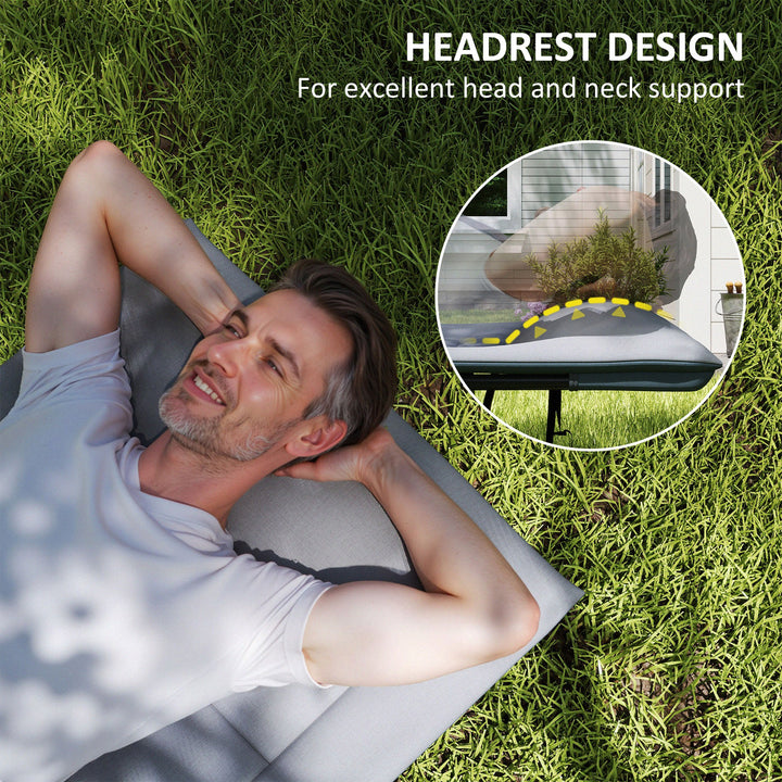 Outsunny 25.6" Wide Folding Bed, Camping Cot for Adults with Mattress, Carry Bag, Storage Pocket, Max Load 330 LBS, Light Grey