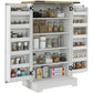 HOMCOM Farmhouse Kitchen Pantry Storage Cabinet, Kitchen Pantry Cabinet with Doors and Adjustable Shelves, White