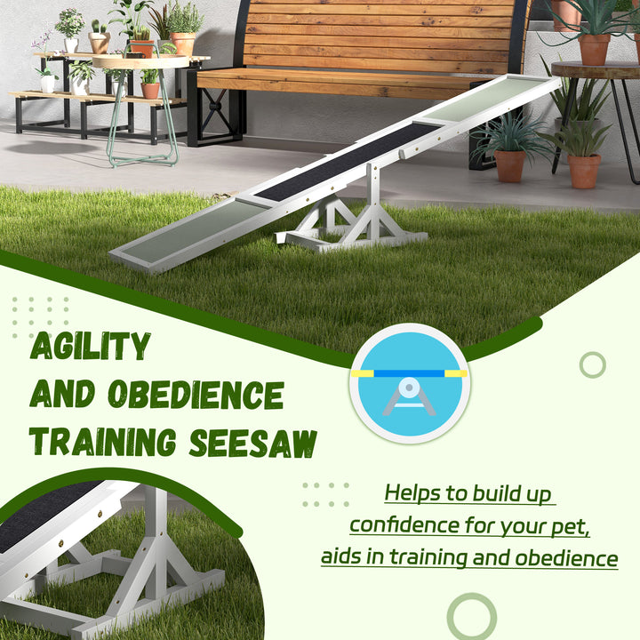 PawHut Wood Pet Seesaw Platform Dog Agility Training Equipment Run Game Toy Weather Resistant Pet Supplies Natural