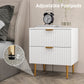HOMCOM Bedside Table, Modern Nightstand with 2 Drawers, Side End Table with Metal Legs for Living Room, Bedroom, Black