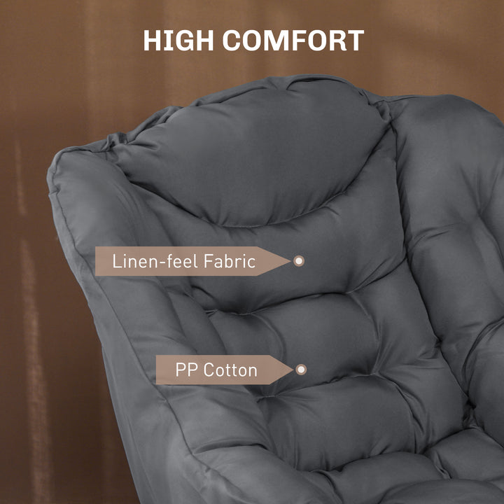 HOMCOM Modern Accent Chair, Armchair with Side Pockets and Solid Steel Legs, Comfy Reading Chair for Living Room, Cream White