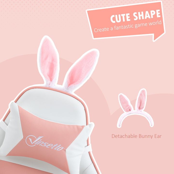 HOMCOM Cute Racing Gamer Chair, PU Leather Gaming Chair with Footrest, Headrest and Lumbar Support, Black