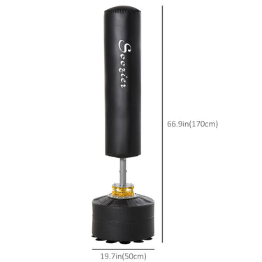 Soozier Freestanding Boxing Punch Bag Stand, Height Adjustable, with Fillable Base, Absorption Springs, Suction Cups
