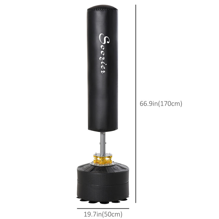 Soozier Freestanding Boxing Punch Bag Stand, Height Adjustable, with Fillable Base, Absorption Springs, Suction Cups