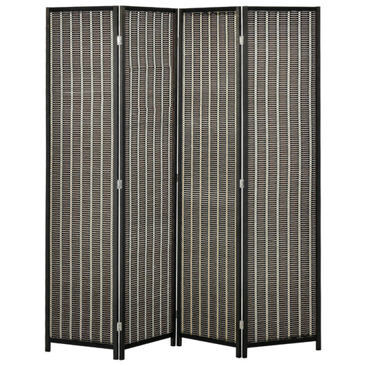 HOMCOM 4 Panel Room Divider, 6 Ft Tall Indoor Portable Folding Privacy Screens, Bamboo Hand-Woven Freestanding Partition Wall Divider for Home Office, Brown