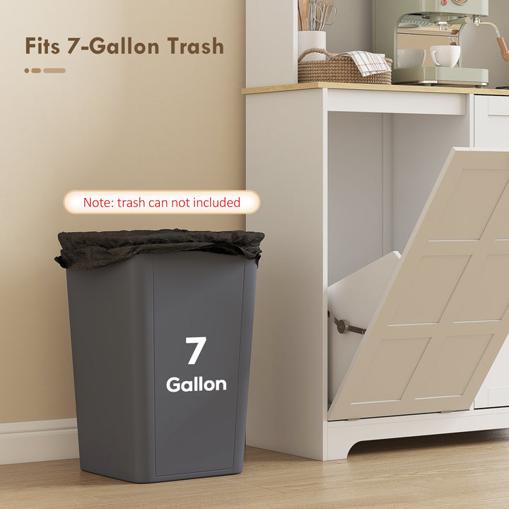 HOMCOM Kitchen Pantry Cabinet with Charging Station, 7 Gallon Trash Can Cabinet, Adjustable Shelves and Acrylic Doors, Black