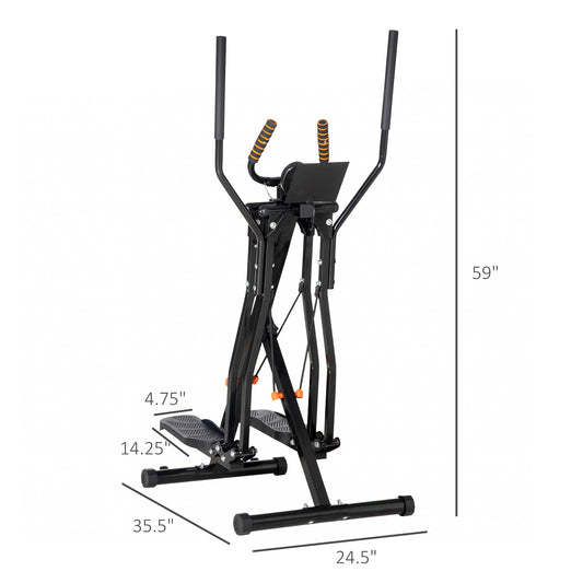 Soozier Gazelle Glider Air Walker Exercise Machine Elliptical Trainer with Four Resistance Levels, LCD Monitor, Heart Rate Sensor, Two Wheels